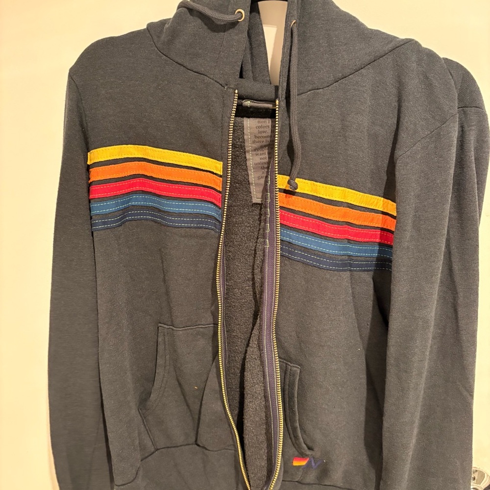 Aviator Nation 5 Stripe Gray Hoodie - Picture 2 of 3